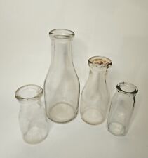 Four (4) Unbranded Glass Milk Bottles -1 Qt -1Pt -2 Half Pts *Great Condition* picture