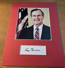President George H.W. Bush Vintage Hand Signed Autograph - Matted w/ Color Photo picture