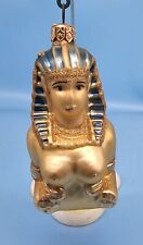 Kurt Adler Polonaise Egyptian Sphinx Christmas Ornament Gold Glitter Glass picture