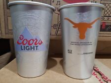 (2) Coors Light COLD ACTIVATED Aluminum University of Texas 16oz PINT Cups. NEW picture