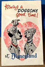 RARE & UNIQUE 1955/66 Disneyland ART CORNER Squeaker Postcard w/Perdita & Pongo picture