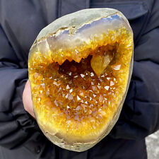 4.73LB Natural Citrine Geode Quartz Crystal Cluster Mineral Specimen Healing picture