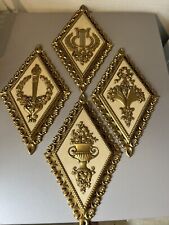 Vintage Homco USA Hollywood Regency Glam Gold & Beige Wall Art Set of Four picture