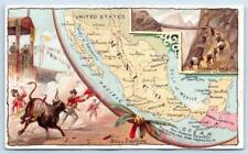 1890's MEXICO #92 BULL FIGHTING ARBUCKLES TRADE CARD MAPS OF WORLD COUNTRIES picture