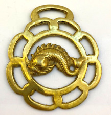 Vintage Brass Horse Harness Saddle Bridle Medallion Koi Fish 3.5
