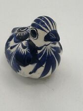 Vintage Blue Mexican Tonala Small Pottery Bird Signed picture