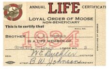 PASS Loyal Order of Moose Life Member  1934 J.E. Gorman  President RI picture