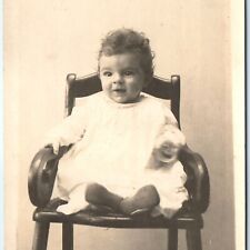 c1910s Adorable Goofy Looking Baby Boy or Girl RPPC Child Smiles Real Photo A159 picture