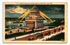VTG Postcard New York City Hudson River Grants Tomb Moonlight Posted 1948 Linen picture