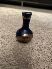 Vintage Small Cobalt Blue And Gold Parthenon Design On Vase X2 picture
