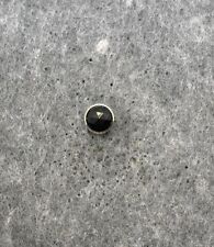 Black Round Rhinestone Silver Tone Lapel Pin Unmarked picture