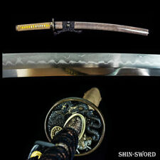 Handmade Japanese Wakizashi Sword Clay Tempered Shihozume Folded Steel Full Tang picture