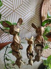 Vintage Set of 3 Solid Brass Big Ear Mice - Brass Mouse picture