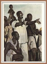 1962 RARE Black Americana Patrice Lumumba Africa Congo vintage art postcard USSR picture