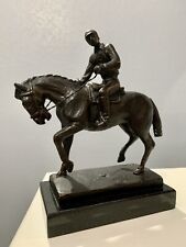 Jockey on Horse Rider Outdoor Indoor  Cast Iron Bronze Patina Statue picture