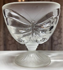 Beautiful Frosted Glass Butterfly Dish Vase with Pedestal picture