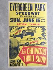 1958 Evergreen Raceway St Johns Pa. Joie Chitwood Stunt Show Poster Sign picture