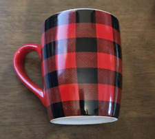 Robert Stanley Home Collection Red Black plaid coffee mug 15oz NEW w/o tag picture