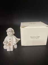 VTG LENOX “Snowy Gift” Snowman Porcel. Handcrafted Figurine Gold Accents-Unused picture