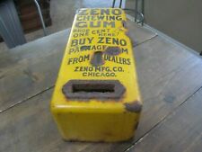 Vtg Antique Zeno Chewing Gum Porcelain Vending Machine One Cent Case Only Rare picture