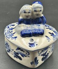 Vintage Blue  & White Chinoiserie Trinket Dish With Lid picture