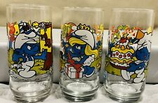 1983 VTG Hardee's Collectible Smurf Glasses, Set of 3 Condition Libby picture