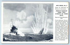 France Postcard French Warship Sinks Two U-Boats in Three Days 1939 WW2 picture