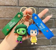 2PCS Cute Disney Joy & Disgust 3D PVC Bags Hanger Pendant Keychains Key Rings picture