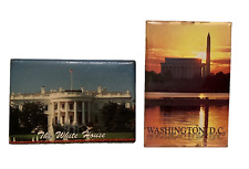 Washington DC Fridge Photo Magnets White House Lincoln Souvenir Lot of 2 Vtg picture