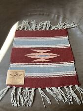 Vintage Chimayo Weaving Handwoven Wool Mat Rug Southwestern Fringe Rug 10x10” picture