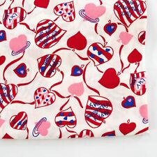 Vintage Cotton Fabric 1950s Hearts Pink Red Blue Valentines Day BTY Novelty picture