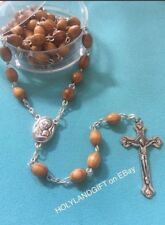 CATHOLIC ROSARY Olive Wood Necklace+pouch Handmade in JERUSALEM ~ FAST US SELLER picture