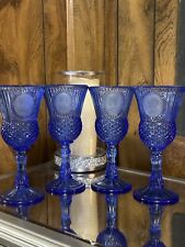 Vintage set of 4 Avon Martha & George Washington Stemmed Cobolt Blue Goblets picture