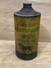 Vintage Neatsfoot Oil Can Leather Horse Long life Quest Equestrian Antique picture