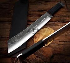 Handmade Carbon Full Tang Hunting Machete With Sheath Fixed Blade Sword Buy Shop picture