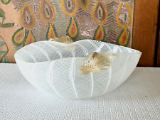 Vintage Mid Mod Murano Art Glass White Latticino Gold Leaf Bowl - Attr. Salviati picture