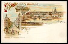 HUNGARY Gruss aus Budapest Postcard 1900s Litho Multiview Street picture