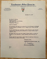 Scandinavian Airlines- 1947 New York, NY vintage business letter picture
