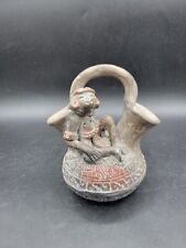 Antique Columbian Art Pottery Figural Effigies Vessel Handled Wedding Vase 5