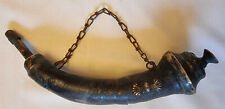 ANTIQUE OTTOMAN TURKISH HANDMADE GUNPOWDER  HORN WITH COPPER FITTINGS  picture