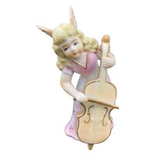 Vintage Lenwile Ardalt Porcelain Bisque Cello Playing Angel Figurine picture