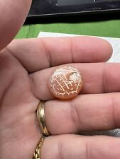 Ancient Asia Minor Etched Carnelian Prayer Bead (no hole) 20 X 8.3 m COLLECTIBLE picture