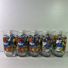 Lot of 5 Vintage Hardee's Peyo Smurf Glasses 1982/1983 Wallace Berry picture