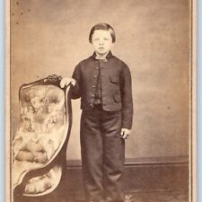 c1860s Handsome Young Boy Child Chair CdV Photo Card Name John F. Antique H21 picture