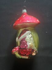 Vintage 1995 Christopher Radko Elfin Mushroom House Glass Ornament picture
