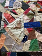 ANTIQUE CRAZY QUILT SQUARES 1800s Embroidery Thread picture