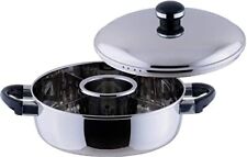 Made in Japan Oden Nabe w/Lid & 2 ladles 25cm Gas/Induction Hole Stainless Silve picture