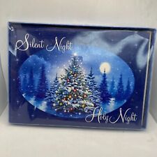 14x Christmas Cards w Envelopes Silent Night Christmas Tree & Ornaments Sealed picture