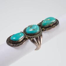 Vtg Native American Old Pawn 3 Stone Turquoise & Silver Ring Butler's Gallup Tag picture