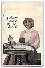 1913 A Nature Faker Peroxide Woman Hair Blondy Posted Antique Postcard picture